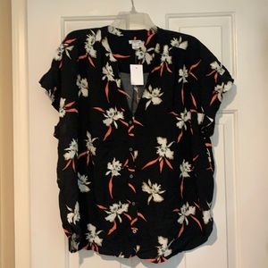 J.Crew Factory floral short sleeve blouse sz XL